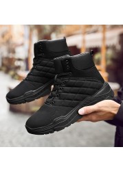 Non-slip Lace-up Men Martin Boots Plush Warm Fashion Casual Snow Boots Rubber Male Boots 2022 Autumn Winter New