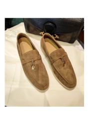 LP Loafers Spring High Quality Autumn 2021 Flat Leather Women Casual Shoes Soft Soled size34-42