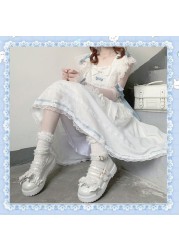 Kawaii Platform Girls Lolita Shoes Fashion Lace Patchwork Heart Japanese Style Zapatillas Mujer 2022 Lovely Buckle Mary Janes