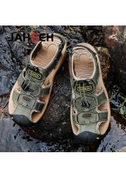 Size 38~48 New Sandals Genuine Leather Gladiator Sandals Brand Outdoor Beach Shoes For Men Summer Leather Casual Shoes Sneakers