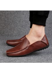 New lightweight loafers men's moccasin shoes black men's flats breathable casual slip on comfortable loafers plus size shoes