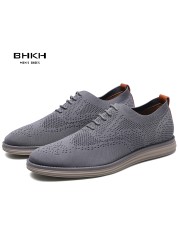 BHKH 2022 Breathable Knitted Mesh Casual Shoes Lightweight Smart Casual Shoes Office Work Shoes Men's Shoes