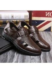 Genuine Leather Men Casual Sandals Summer Breathable Men Roman Shoes Non-slip Outdoor Slippers Classic Sandals Zapatos Hombre