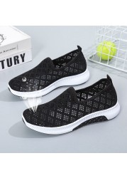 Summer Korean Fashion Mesh Women Shoes Comfortable Breathable Hollow Gym Walking Casual Sneakers Flat Ladies Vulcanized Shoes