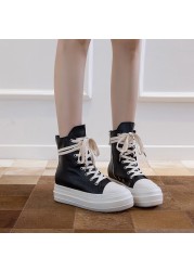 2022 New shoes women's side zipper lace-up height