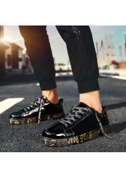 Men Sneakers Gold Glitter Spring Climbing Bling Fashion Casual Shoes Male Flat Outdoor Running Shiny PU Leather Couples Leather Sneakers