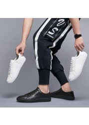 Men's Luxury Casual Shoes Men Flats Fashion White Sneakers Lace Up Real Leather Shoes White Sneakers