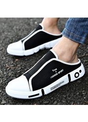 2021 summer new chef shoes for men canvas shoes breathable creativity lazy slippers men's shoes outdoor non-slip casual shoes