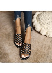 2022 Fashion Luxury Zapatos Planos De Mujer Women Shoes Rhinestones Breathable Plus Size Women Low Outside Slippers