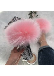 Square Toe Slippers Luxury Summer Fluffy Slippers Women Real Fur Slides Shoes Indoor Home Outdoor House 36 37 38 39 40 41 42 43