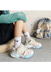 Stylish Brand Design Women Sneakers Cute Pink Chunky Shoes Ladies Breathable Mesh Trainers Women Lightweight White Sneakers