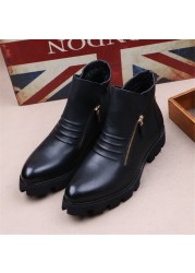 Brand Men Botas Hombre Ankle Boots Fashion Men Leather Chelsea Boots Men Moccasins Motorcycle Mens Warm Boots Men Work Shoes