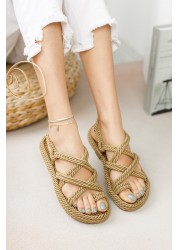 Women's Straw Sandals. Rope Sandals are Gold. Brown Sandals. Women's Sandals. Women's shoes.