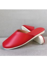 Women Indoor Leather Slippers Couples 2022 Spring Autumn New Non-slip Couples Home Casual Fashion Single Shoes Pantoufle Femme