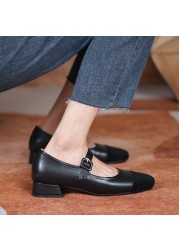 FEDONAS Spring Summer Women Pumps Concise Fashion Sweet Low Heel Buckle Mary Janes Shoes Woman 2022 Casual Office Ladies Dress