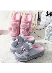 Winter Warm Slippers Polyester Cotton Women Home Shoes Lovely Non-slip Indoor Slides Corduroy Couple Slippers Women's Shoes