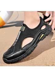 men sandals 2022 beach shoes new summer sandals male genuine leather shoes man casual shoes for men black flip flops slippers