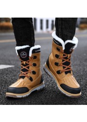 SOLIBEN Winter Men Boots Waterproof Warm Fur Snow Boots Men Outdoor Winter Work Casual Shoes Rubber Ankle Boots