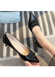 Lucyever Pu Leather Pointed Toe Pumps Women 2021 Fashion Slip on 5cm Ol Office Ladies Shoes Solid Color Shallow High Heels Woman