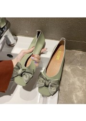 2022 spring new cute bow apricot cute women's shoes soft comfortable flat shoes holiday leisure breathable light women's shoes