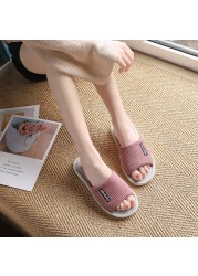 Indoor Linen Slippers Women Indoor Couples Bedroom Flat Shoes Women Summer 2022 Open Toe Non-slip