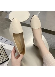 Spring new simple pointed toe Korean women's shoes fashion street breathable lightweight pregnant women comfortable flat shoes