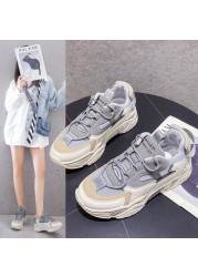 2022 new summer Harajuku breathable mesh spring and autumn popular women's casual sports shoes thick-soled shoes four seasons