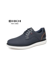 2022 Spring/Summer New Comfortable Men Shoes Luxury Brand Men Casual Shoes Lace Up Business Style Dress Shoes BHKH Men Shoes