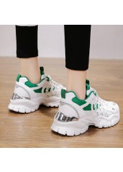 Rimocy Women's Fashion Mixed Colors Wedges Sneakers 2022 Breathable Mesh Sneakers Woman Green Platform Vulcanized Shoes