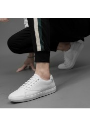 Genuine leather men's shoes, white sneakers, flat shoes, Korean version, casual