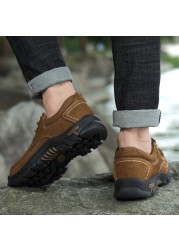 Men's casual shoes outdoor sports shoes men's flat shoes non-slip platform men's genuine leather shoes comfortable band hiking shoes