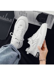 Low Top Men White Sneakers Fashion Comfortable Platform Men Vulcanize Shoes Lace Up Casual Flats Harajuku Ulzzang Men Shoes