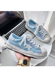 Fashion Men Canvas Casual Sneakers Korea INS Retro Dissolving Sneakers Big Head Male Ulzzang Comfortable Thick Soled Shoes