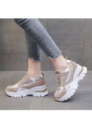 Rimocy 2022 New Women Breathable Sneakers Chunky Mesh Lace Up Walking Shoes Woman Sneakers Thick Bottom Platform Vulcanizing Shoes