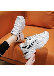 Rimocy 2022 Spring Women Platform Shoes Breathable Mesh Chunky Sneakers Women Spring Autumn Thick Bottom Lace Up Casual Shoes