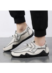 Men Casual Shoes Breathable Mesh Loafers Men Shoes Handmade Fashion Comfortable Outdoor Men Walking Sneakers Men Boat