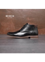 BHKH 2022 Autumn/Winter Men Boots Lace-up Ankle Boots Smart Business Office Work Dress Formal Shoes Men's Shoes