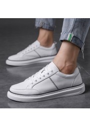 Mens Flat Classic Men Dress Shoes Outdoor Lace Up Genuine Leather Fashion Sneakers Men White Shoes