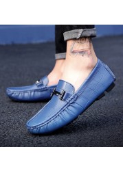 BTMOTTZ - Genuine Leather Men Moccasin Shoes, Driving Shoes, Breathable, Italian Luxury Brand, Handmade