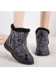 Rimocy Fashion Women Snow Boots Waterproof Flat Platform Warm Ankle Boots Woman Letter Winter Shoes 2021 New Plus Size 35-43