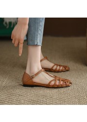 New Size 34-40 Women's Gladiator Sandals Genuine Leather Buckle Summer Ins Shoes for Woman Casual Fashion Holiday Shoes