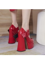 CONASCO Punk Women Thick High Heel Pumps Party Buckles Night Club Prom Shoes Woman Genuine Leather Pumps