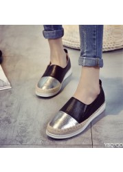 Women flat shoes shallow loafers slip on summer autumn fashion platform round toe sweet casual flat comfortable