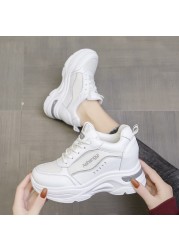 Rimocy 2022 New Fashion Women Chunky Sneakers PU Leather Platform White Shoes Woman Spring Autumn Thick Bottom Female Trainers