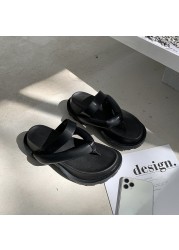 2021 new clip toe thick platform slippers women casual strap summer beach flip flops woman non-slip outdoor rome sandals