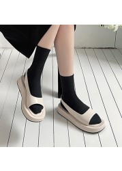 VENTACT Size 33-43 New Arrivals Women Sandals Genuine Leather Thick Bottom Women Shoes Fashion Summer Ins Sandals Shoes