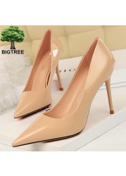 BIGTREE Shoes Woman Fashion Pumps Patent Leather High Heels Stiletto Heels Occupation OL Office Shoes Sexy Heels Plus Size 43