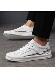 Men White Sneakers Men Casual Shoes Leather Handmade Breathable Mens Shoes Luxury Brand Mens Loafers Moccasins Adults