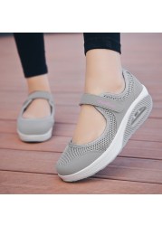 Women Platform Sneaker Summer Fitness Mesh Slimming Sneakers Female Height Increasing Shoes Hook and Loop Chunky Walking Shoes