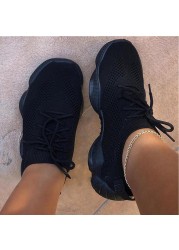 Fashion platform sneakers women running sneakers summer breathable mesh casual shoes women lace-up ladies vulcanized shoes